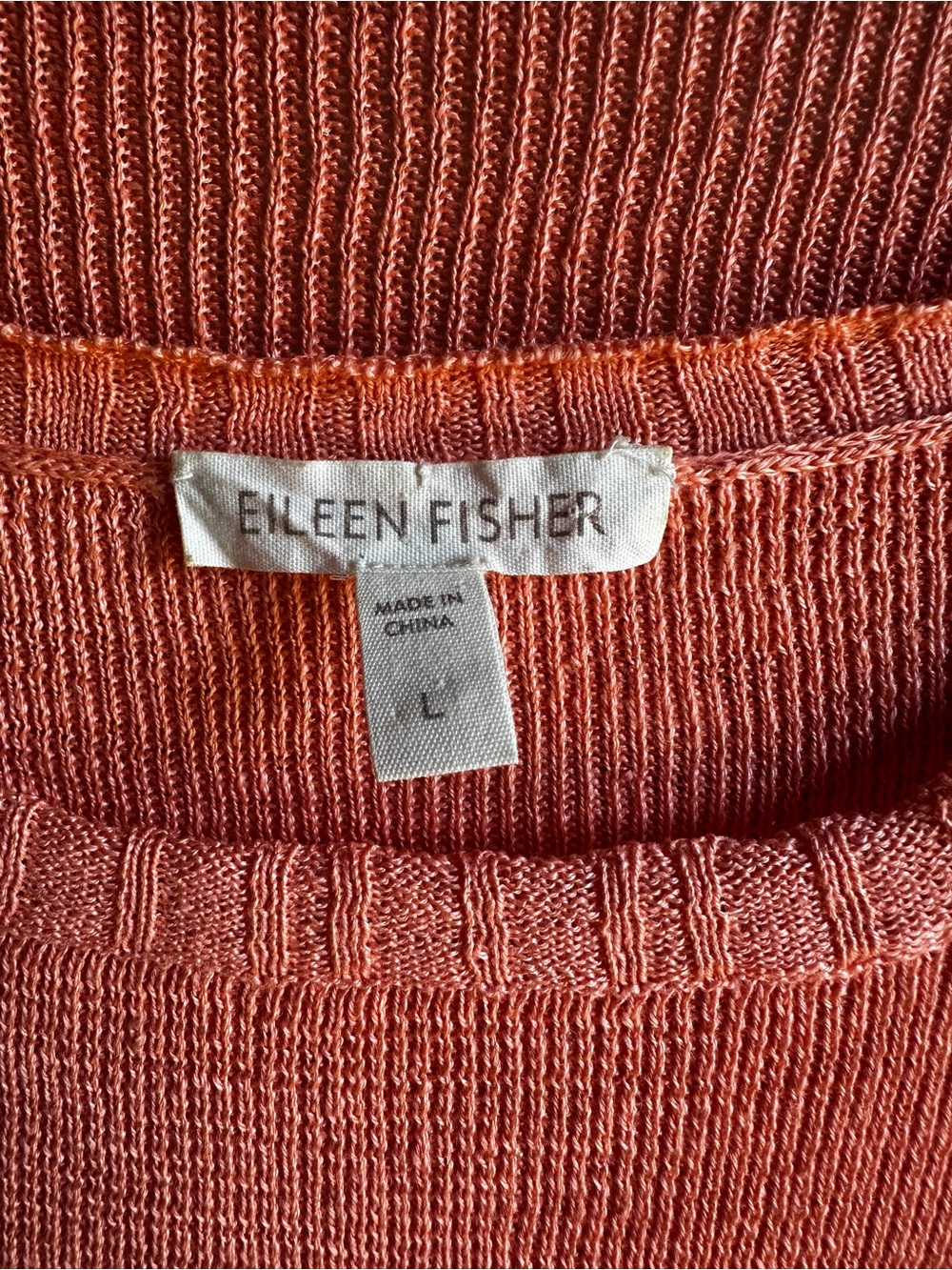 Eileen Fisher linen loose knit cardigan & tank set in coral, L and XL - Picture 16 of 16